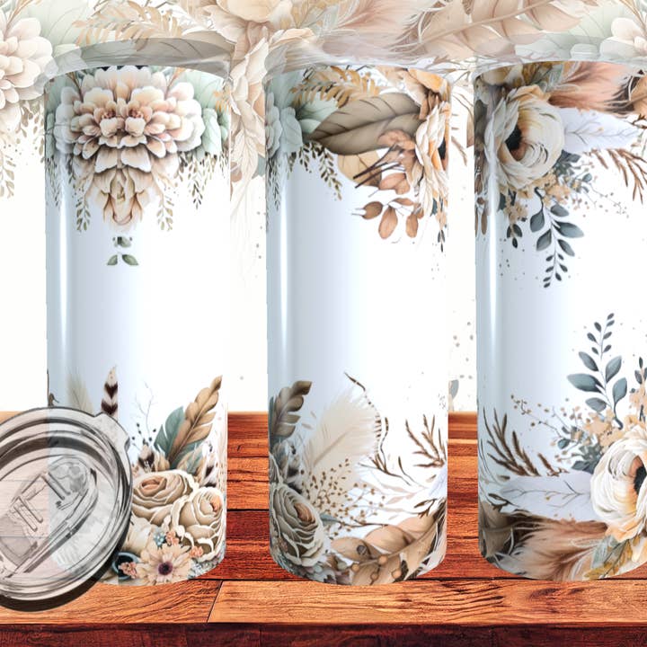 Boho Floral Tumbler for wholesale by Hello Sunshine Boutique