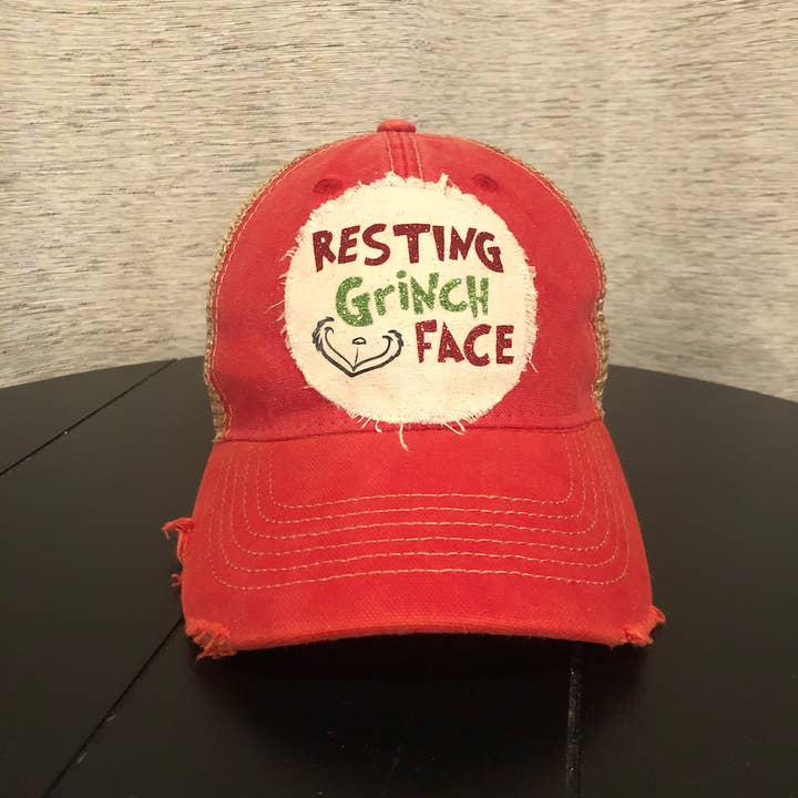 BohoGroove - Wholesale Trucker Hat - Women's - Resting Grinch Face Hat, Christmas Hat, Girlfriends Hat