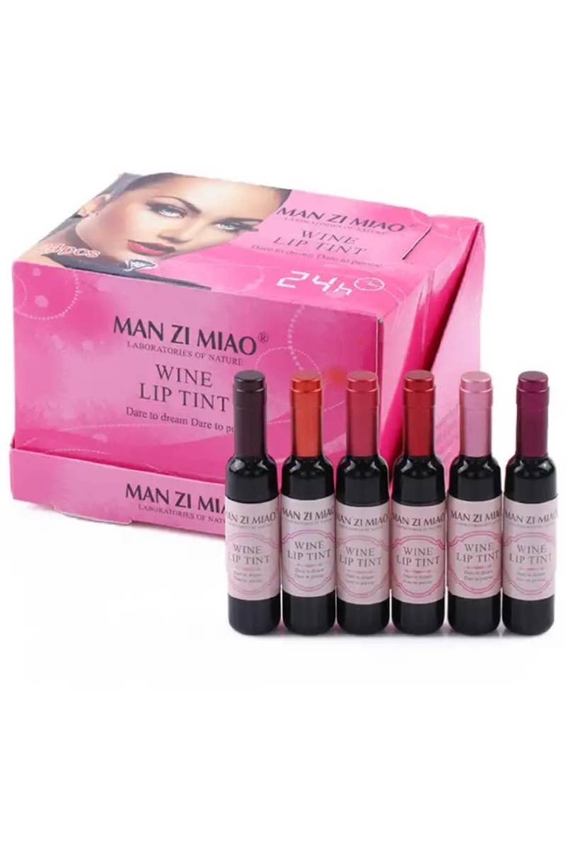 ASSORTED COLORS  ,,..._ Wine Bottle shape Lip Tint 24 hrs Valentine gift for wholesale on Faire3