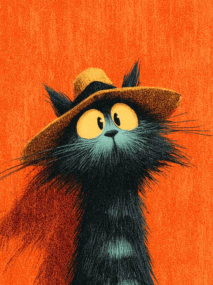 Harry - Stampa d'Arte Gatti con Cappelli - Opera 8"x10" per Cornice 11"x14" per la vendita all'ingrosso da parte di Mowbi