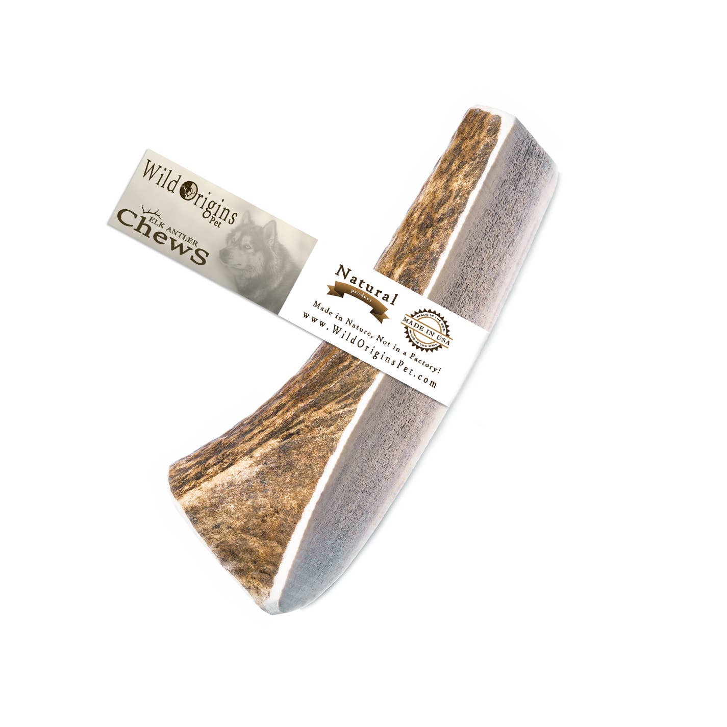 Wild Origins Pet - Wholesale Pet Chew Toy - Dog - Medium Elk Antler Split Dog Chew UPC Tagged