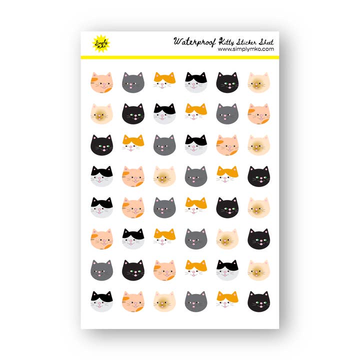 Kitty Waterproof Sticker Sheet for wholesale by SimplyMKO