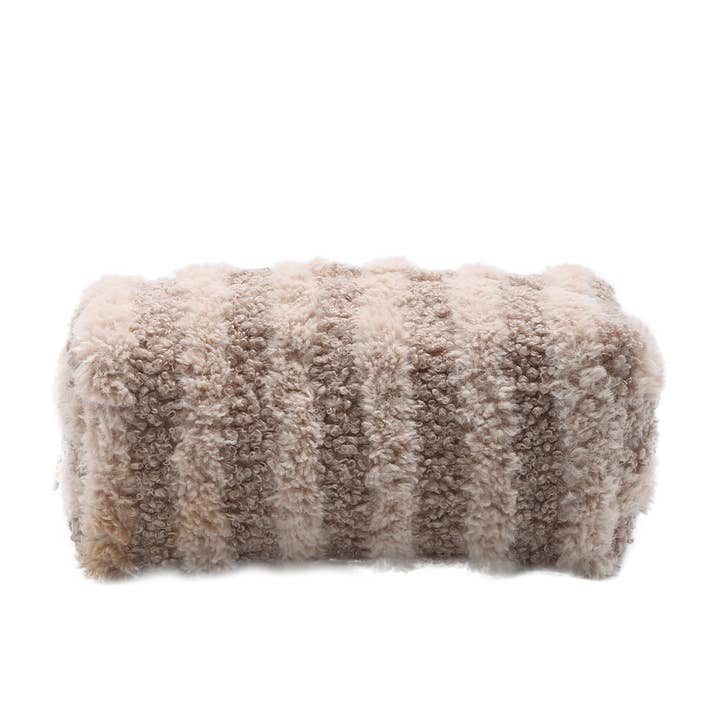 Fashion City - Wholesale Pouch - Women's - Stripe Pattern Sherpa Travel Pouch12