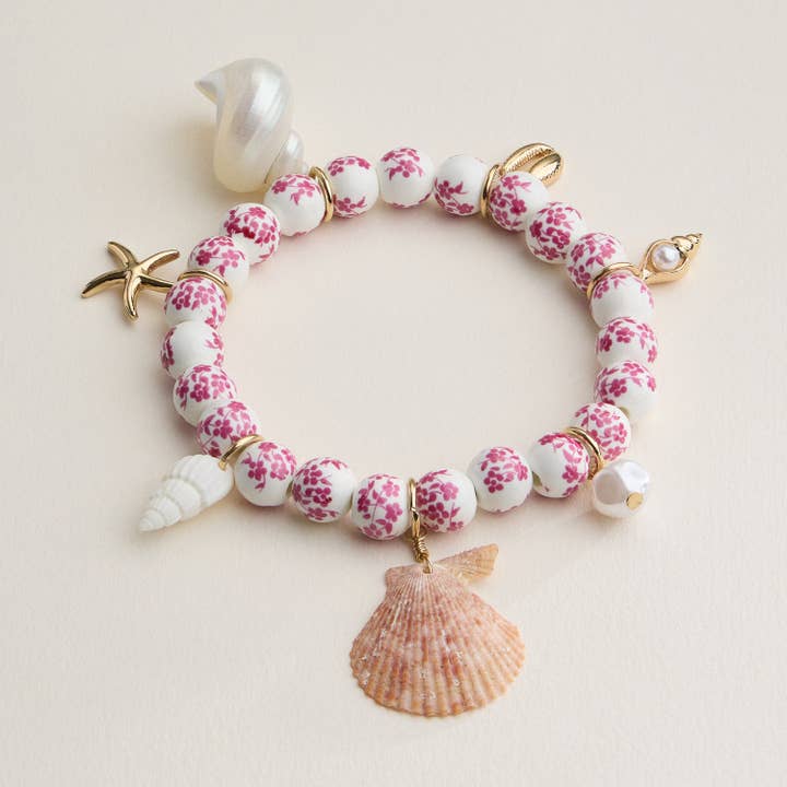 Frem - Wholesale Charm/Dangle Bracelet - Floral Beaded Seashell Charm Bracelet – Beachy Boho Jewelry