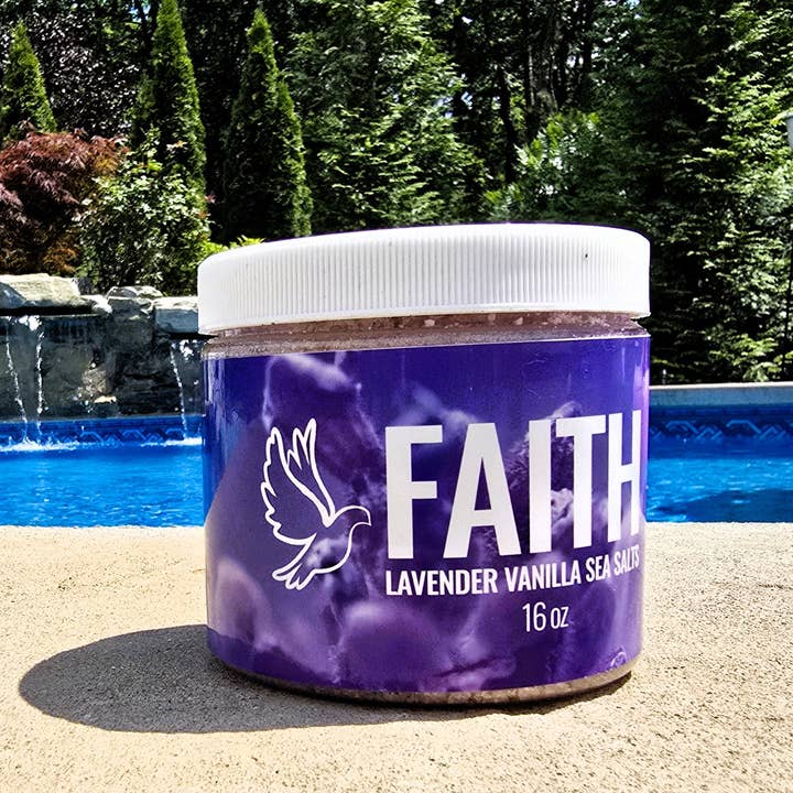 Sea Salts; FAITH (Lavender & Vanilla); 16 oz for wholesale by Eileen's Essentials, llc
