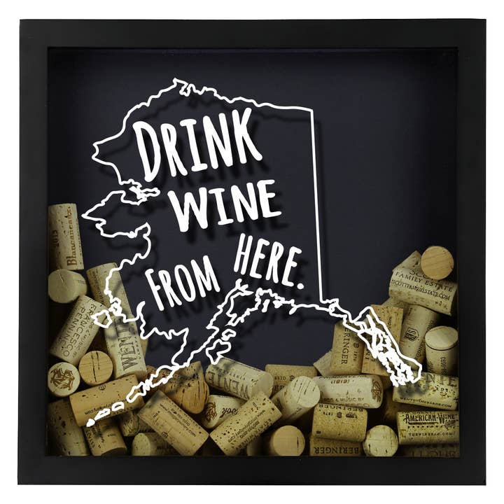 Torched Products - Wholesale Sign - Drink Wine From Here Beer Cap Shadow Box - Black1