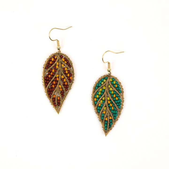 Altiplano - Wholesale Dangle Earrings - Beaded Leaves Earring