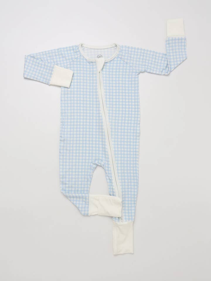 Zippie en vichy bleu bambou pour la vente par Benji and Bru Clothing Company