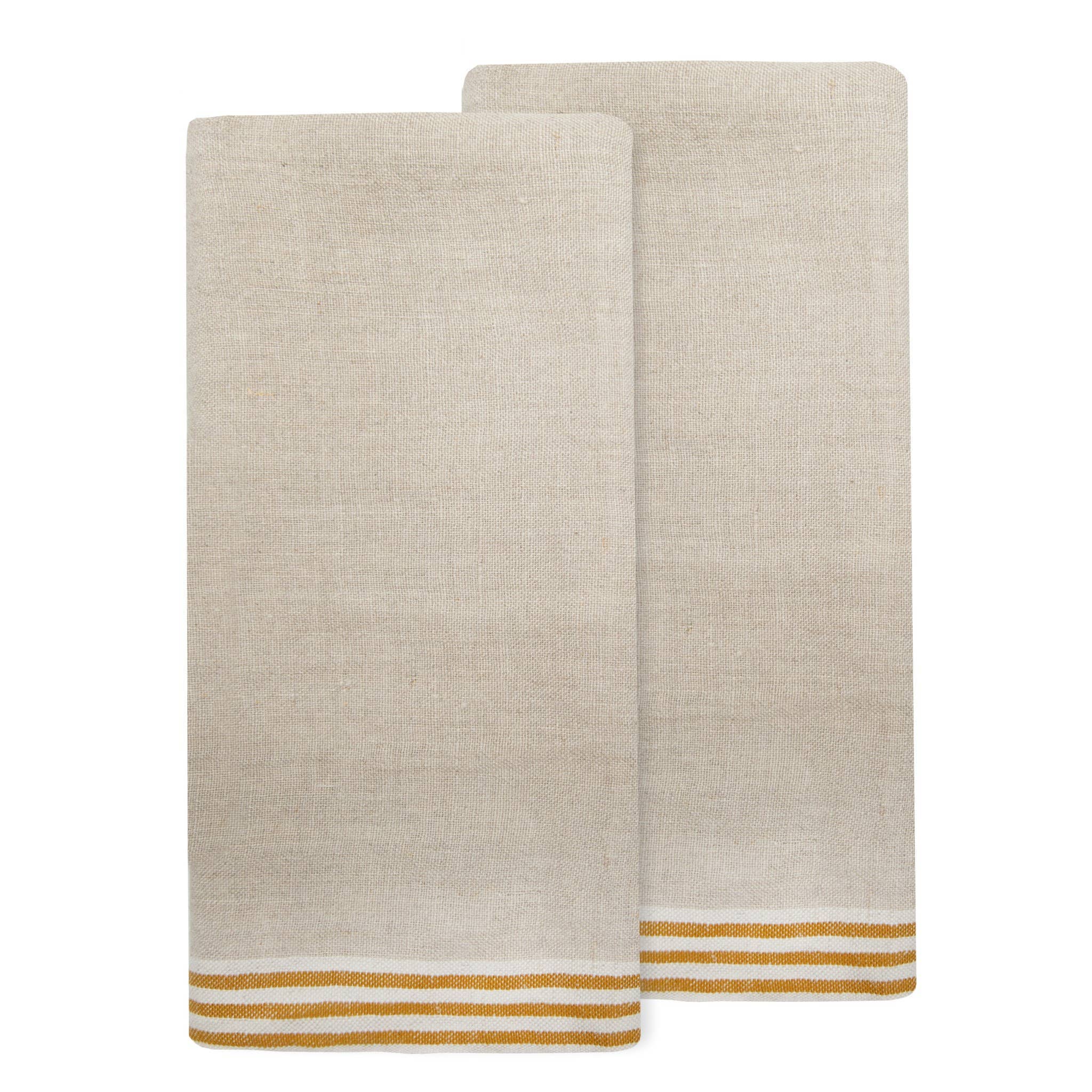 Couleur Nature - Wholesale Tea Towel - Alsace Natural & Mustard Towels 20x30 - Set of 20