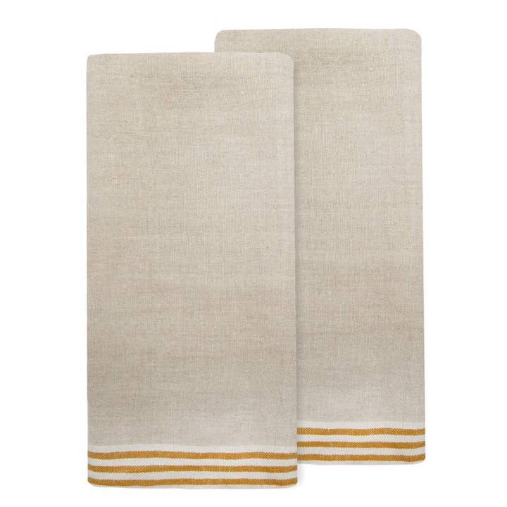 Couleur Nature - Wholesale Tea Towel - Alsace Natural & Mustard Towels 20x30 - Set of 2