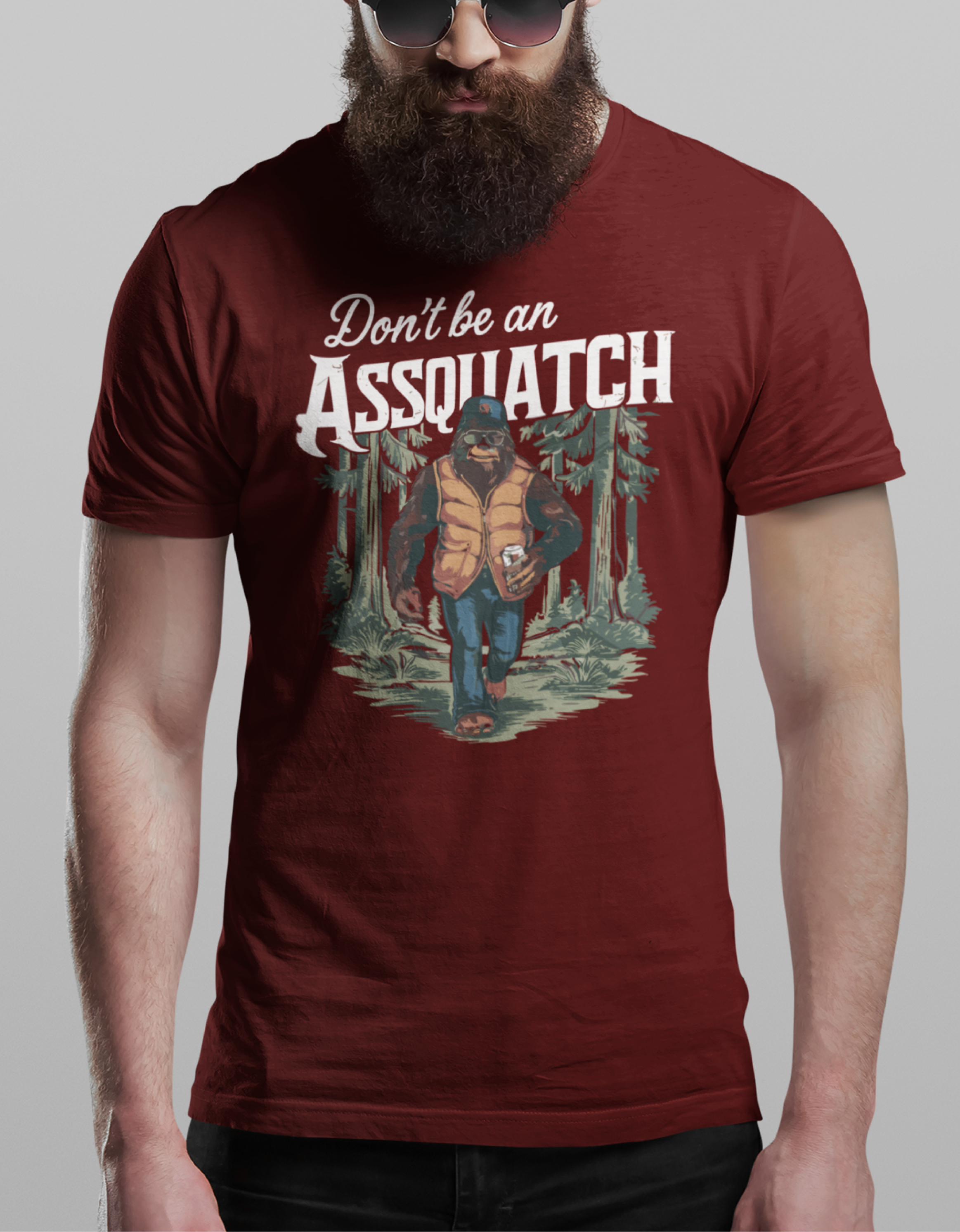Hunt Hook Eat – T-shirt estampada - Unissexo por atacado – T-shirt Don't Be Asquatch5
