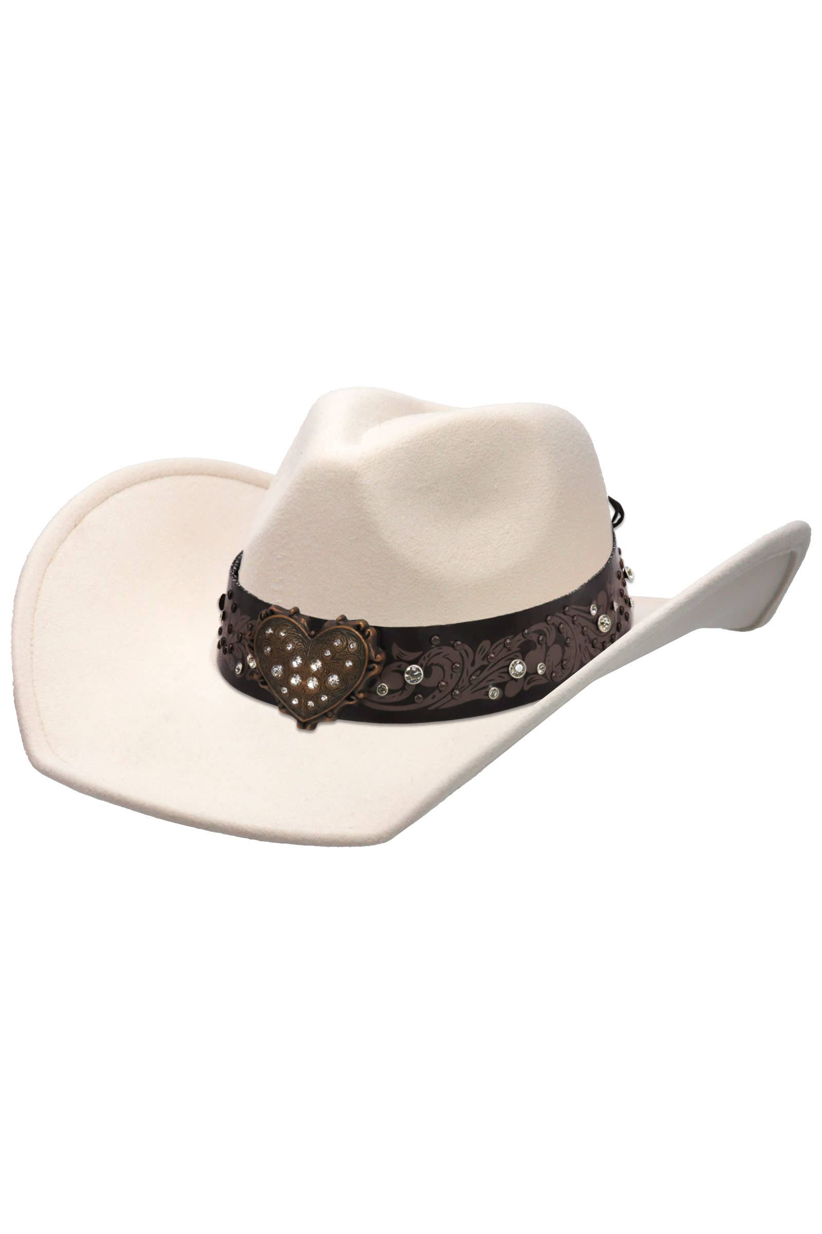Cap Zone - Venta al por mayor Sombrero cowboy - Unisex - Sombrero vaquero de fieltro con cinturón de strass en forma de corazón9