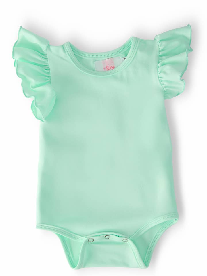 Pastel Green S/S Flutter Bodysuit for wholesale by Mila & Rose