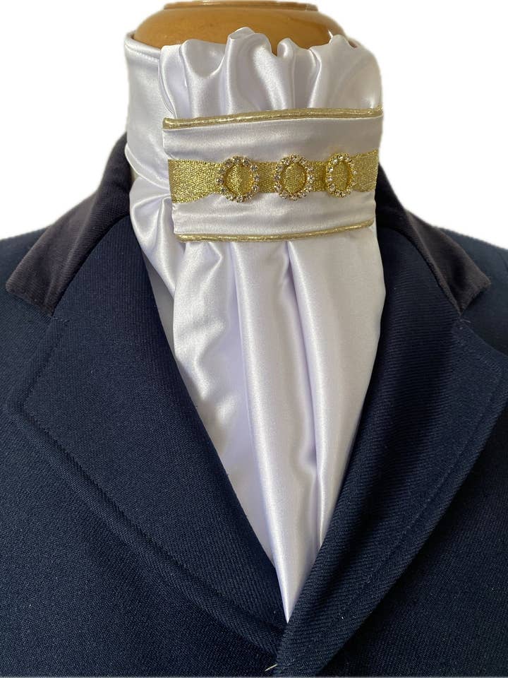 HHD Dressage Euro Stock Tie ‘Jane’ in Gold for wholesale by Heavenly Horse Designs