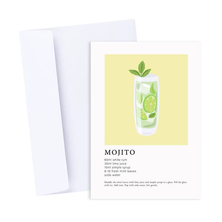 Popsy Press - Wholesale Everyday Greeting Card - Mojito Cocktail Greeting Card - Birthday Thank You Card