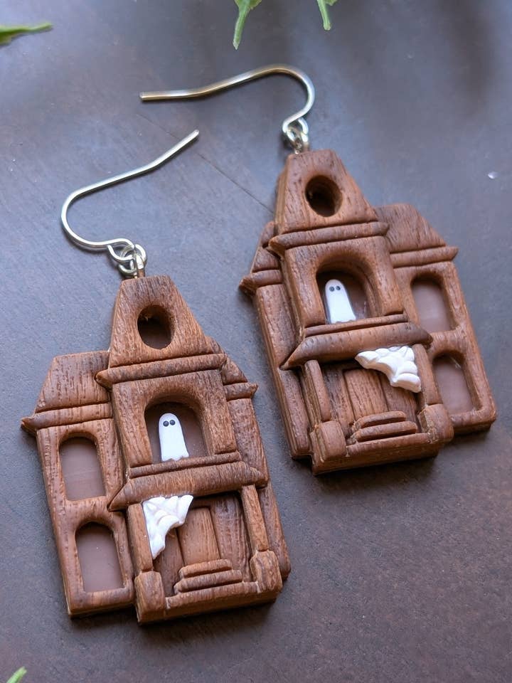 Haunted House Dangle Earrings for wholesale by The Midnight Glen
