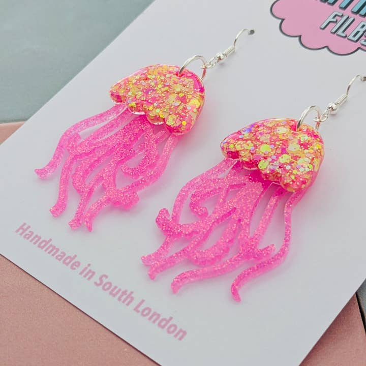 By Heather Filby – wholesale Dangle earrings – JellyFish Glitter Earrings (MORE COLOURS) - Best Seller8