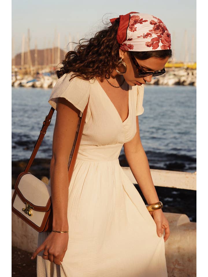 Chilli Girl Collection - Wholesale Dress - Women's - V-neck cotton umbrella maxi dress with open back2