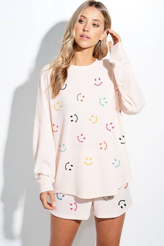 Lemon Tree - Wholesale Lounge Set - Women's - Mini smile face all over  loungewear set6