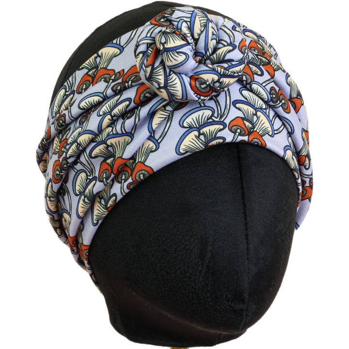 Shrooms of Blue Wrap Headband for wholesale by The Sassy Olive Handmade Headbands