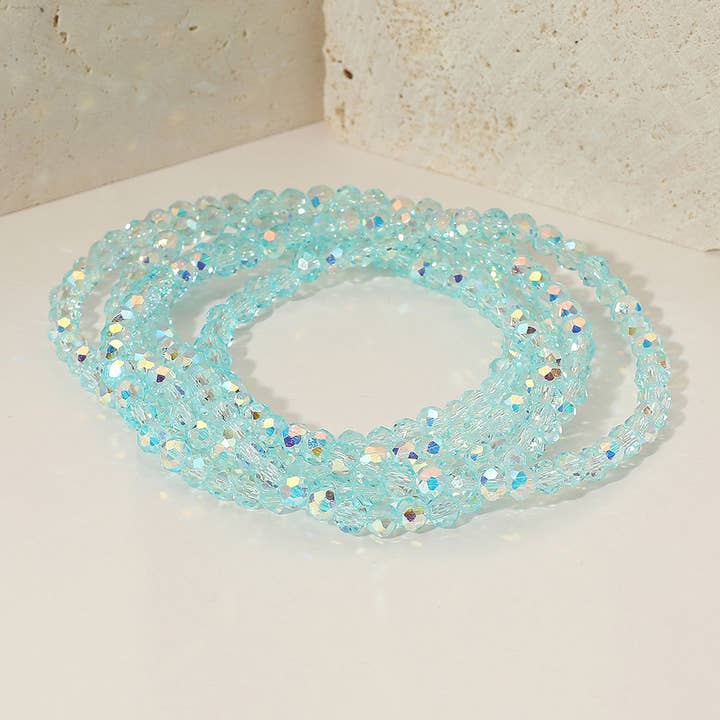 Sensibling Corp. - Wholesale Jewelry Set - 5PCS - Sparkling Faceted Beaded Stackable Stretch Multi Layered Bracelet