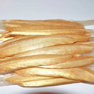 50 Gold Duck Feathers for wholesale by Knot Treasures