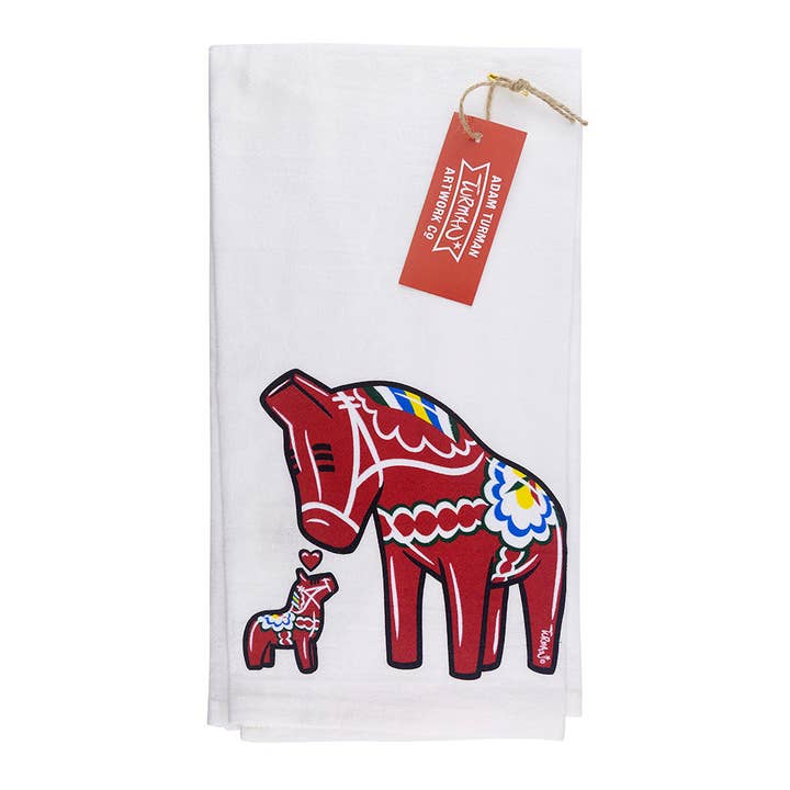 Jumbo Dala Horse Tea Towel for wholesale by Adam Turman Artwork Co