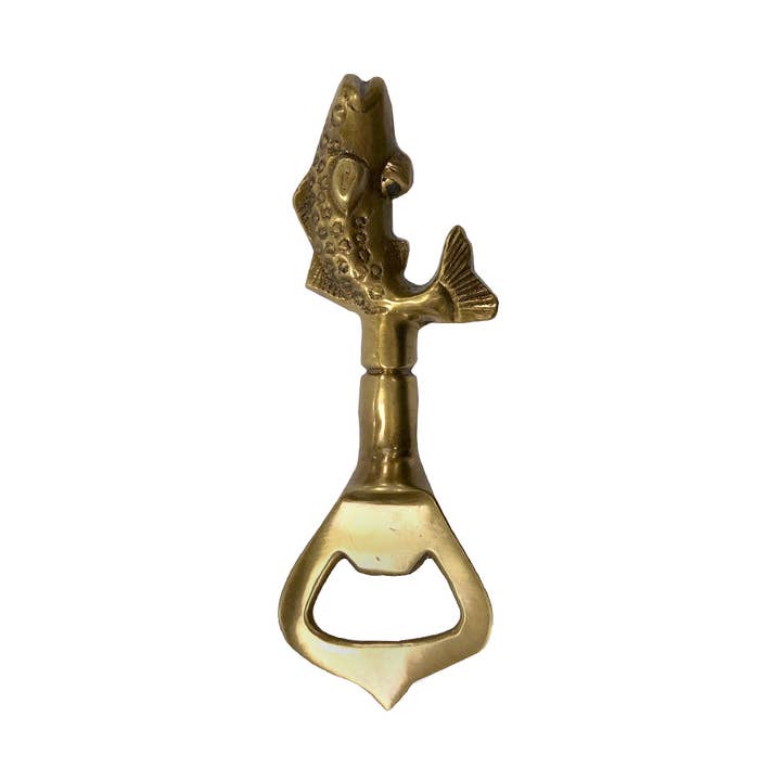 Antiqued Solid Brass Vintage Fish Bottle Opener, 4-1/4” for wholesale by Madison Bay Co. - Historical Home Decor Reproductions