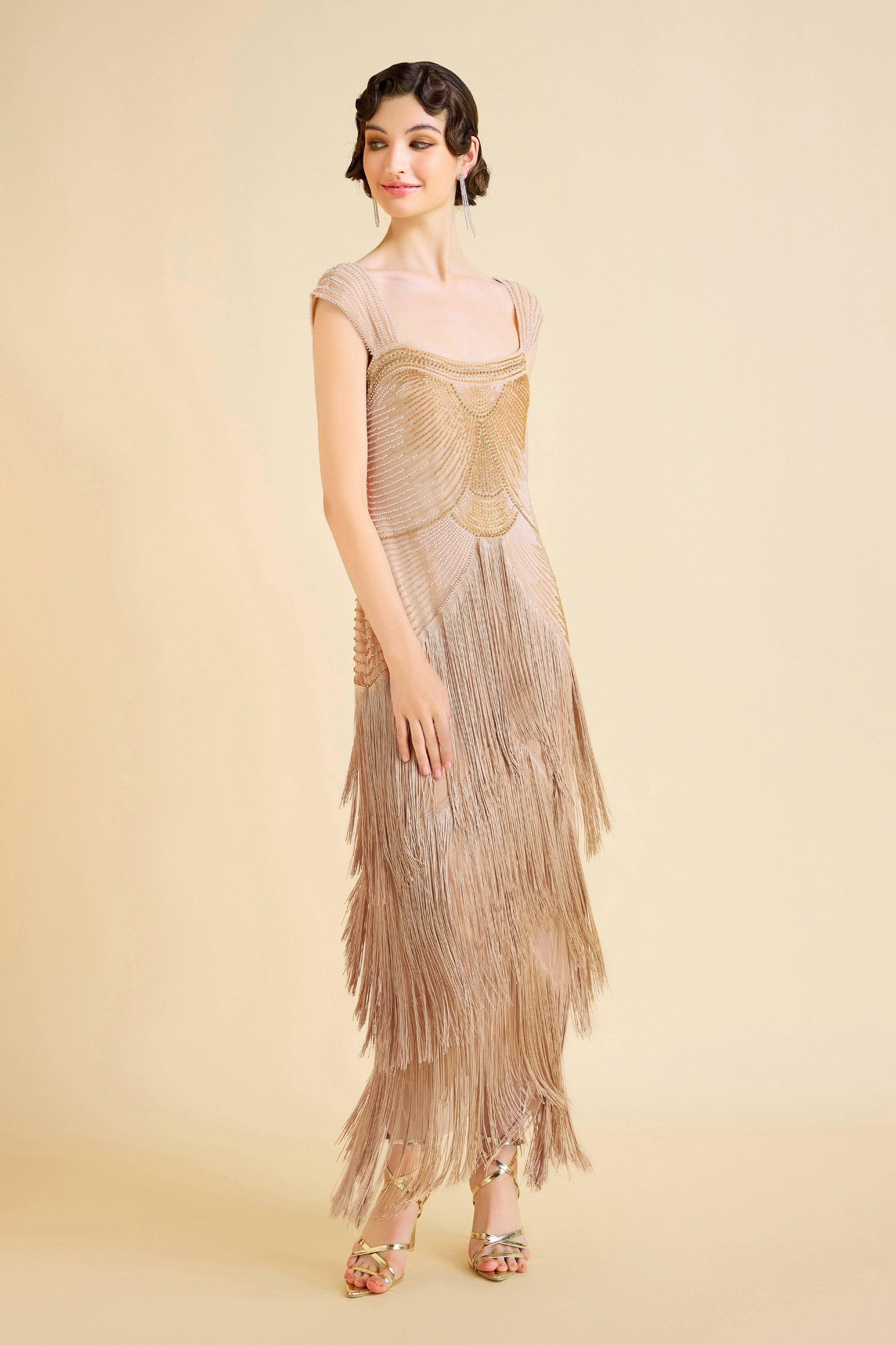 BABEYOND - Wholesale Gown - Women's - Graceful Gradient Bead Fringe Evening Gown4
