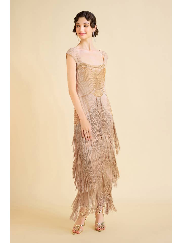 BABEYOND - Wholesale Gown - Women's - Graceful Gradient Bead Fringe Evening Gown4