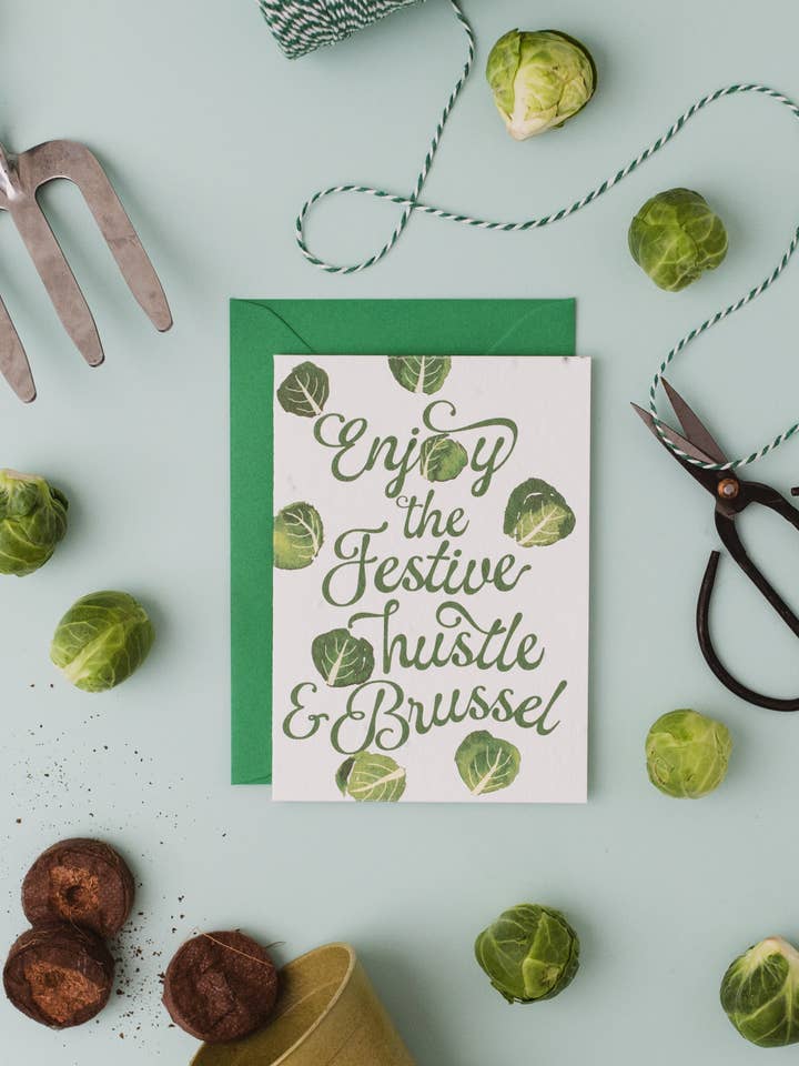 Hustle & Brussel Plantable Christmas Card for wholesale by Ruby & Bo