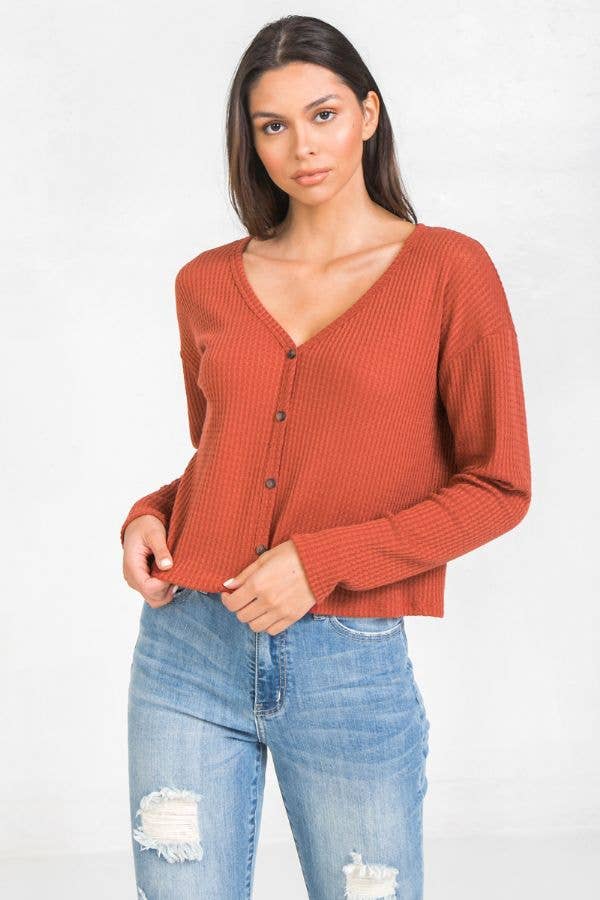 FLYING TOMATO - Wholesale Gebreide top - Dames - Een stevige gebreide top met wafelpatroon - AT2085FM