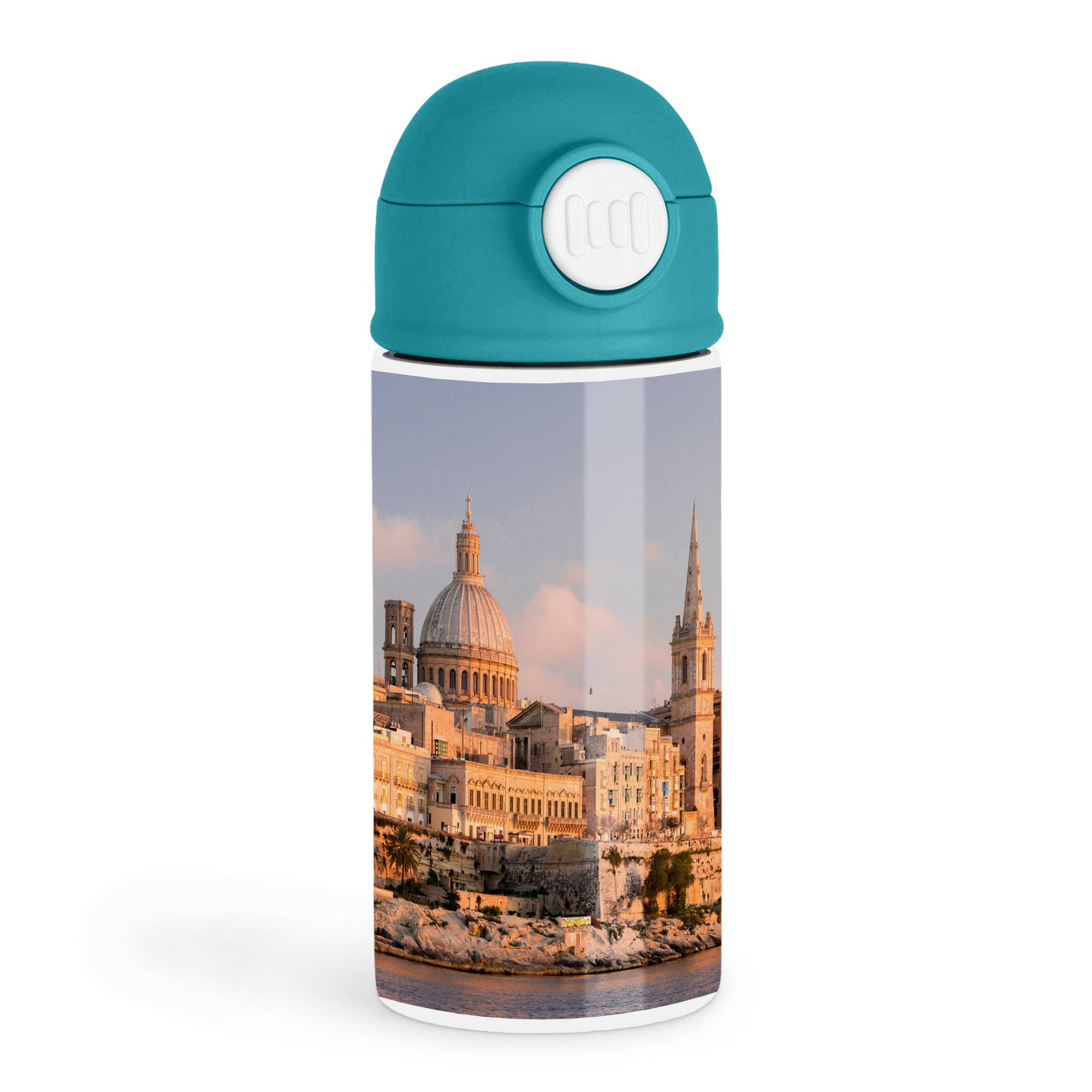 3dRose – wholesale Vattenflaska – 3dRose, Valletta under solnedgången och Marsamxett Harbor, Malta. , Vattenflaska för barn0