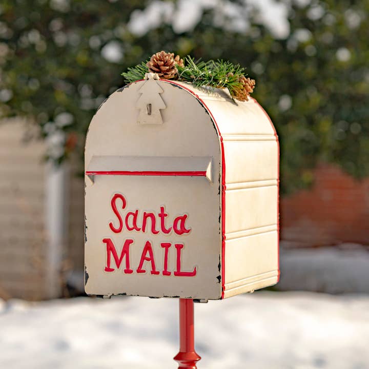 Zaer Ltd. International - Wholesale Christmas Decoration - Standing Christmas Mailbox w/Light up Wreath- in Red / White