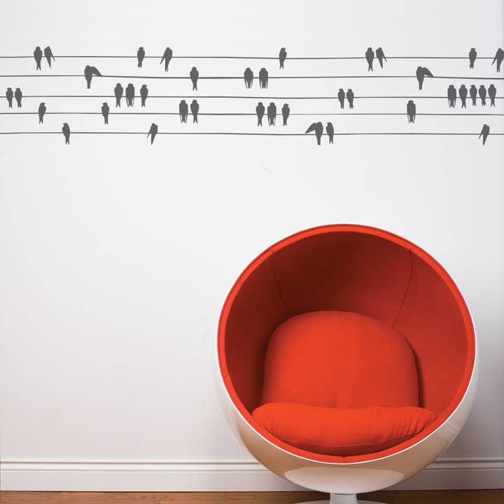 Autocollant mural oiseaux sur fil pour la vente par ADzif