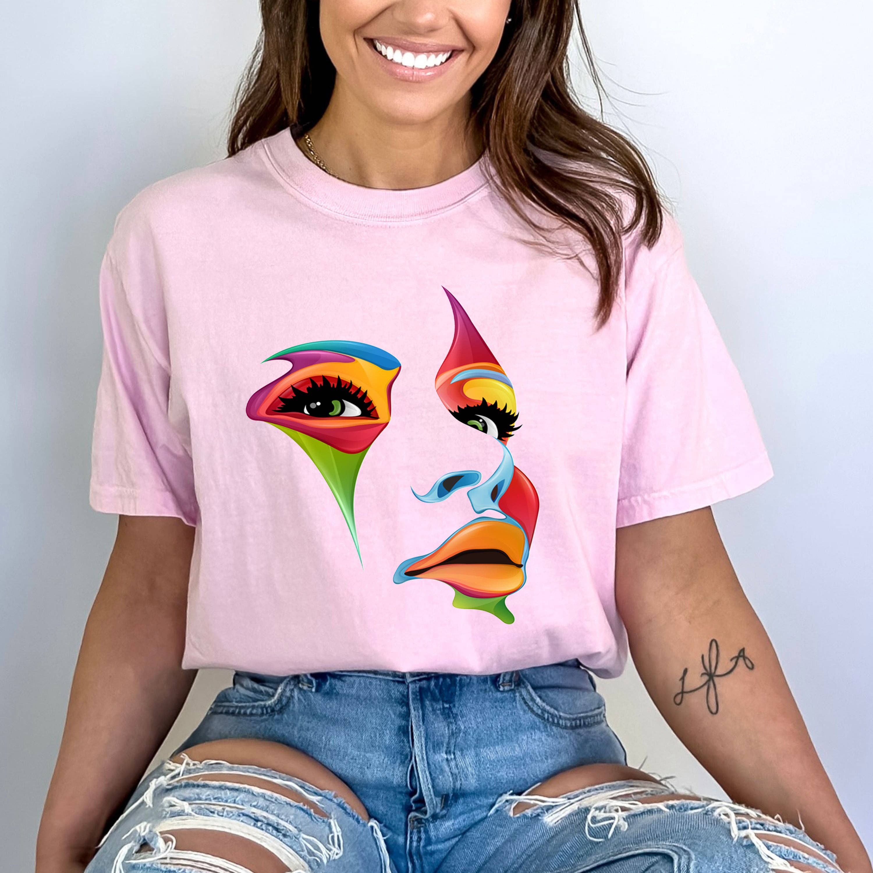 LA Shirt Company - Wholesale T-Shirt (Graphic) - Women's - Beautiful Multicolored Face - Bella Graphic Tee5