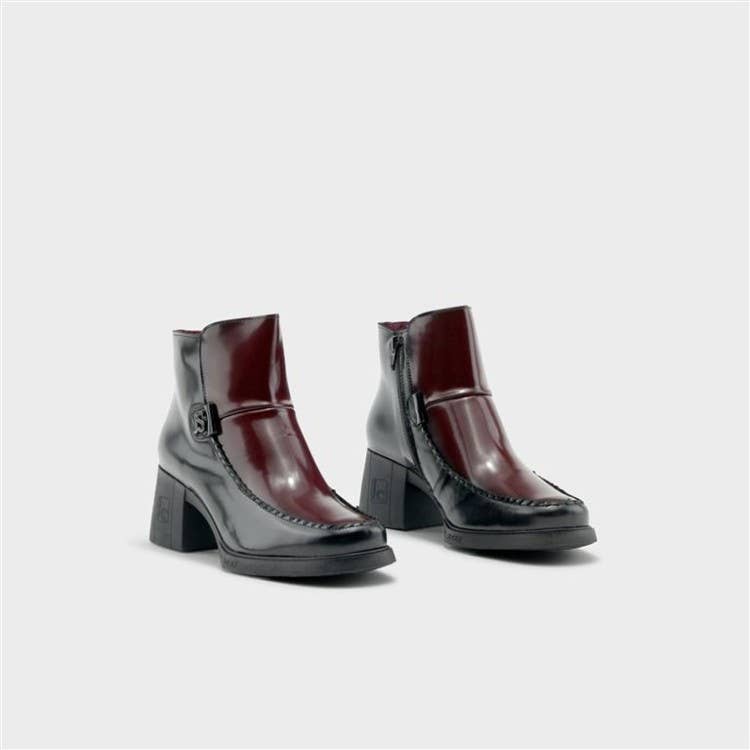 Jose Saenz – Botins - Mulher por atacado – Bota Candela em couro preto e vermelho1