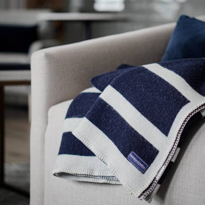 Faribault - Wholesale Throw Blanket - Reversible Framed Stripe Wool Throw