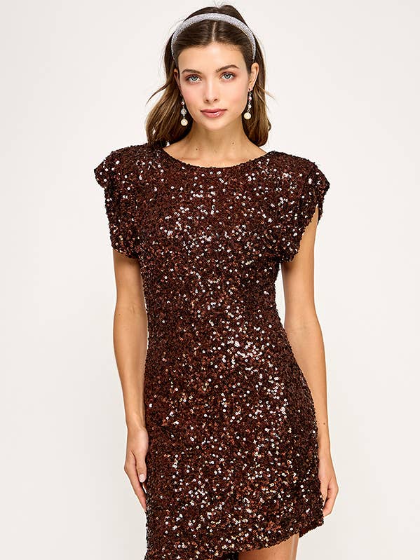Sequin Asymmetrical Short Dress for wholesale by RUBIENN