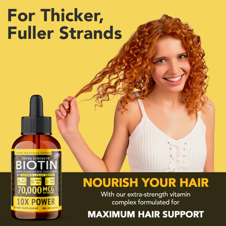 Super Natural Goods - Wholesale Oral Supplement/Vitamin - Hair Growth Liquid Vitamins, Skin & Nails Biotin & Collagen