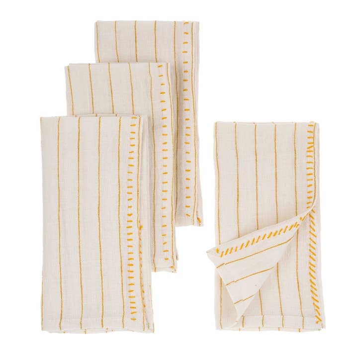 Linen Stripe Napkins S/4 Yellow for wholesale by Indaba Trading