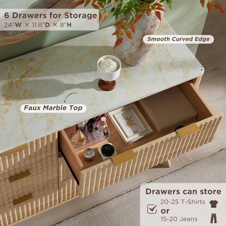 ShipItFurniture - Wholesale Cabinet - Natural Oak Dresser With Faux Marble Top Bedroom Furniture2