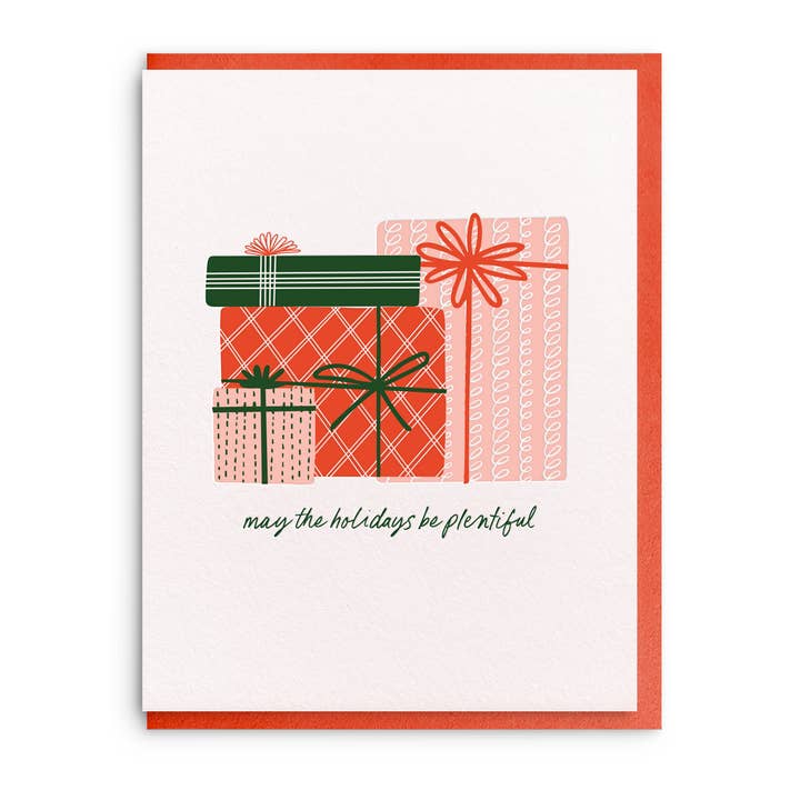 Plentiful Holidays, tarjeta de Navidad tipográfica para venta al por mayor de Dahlia Press