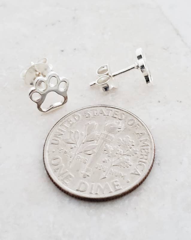 Sosie Designs - Wholesale Stud/Post Earrings - Sterling Silver Dog Paw Studs (8x7 mm)1