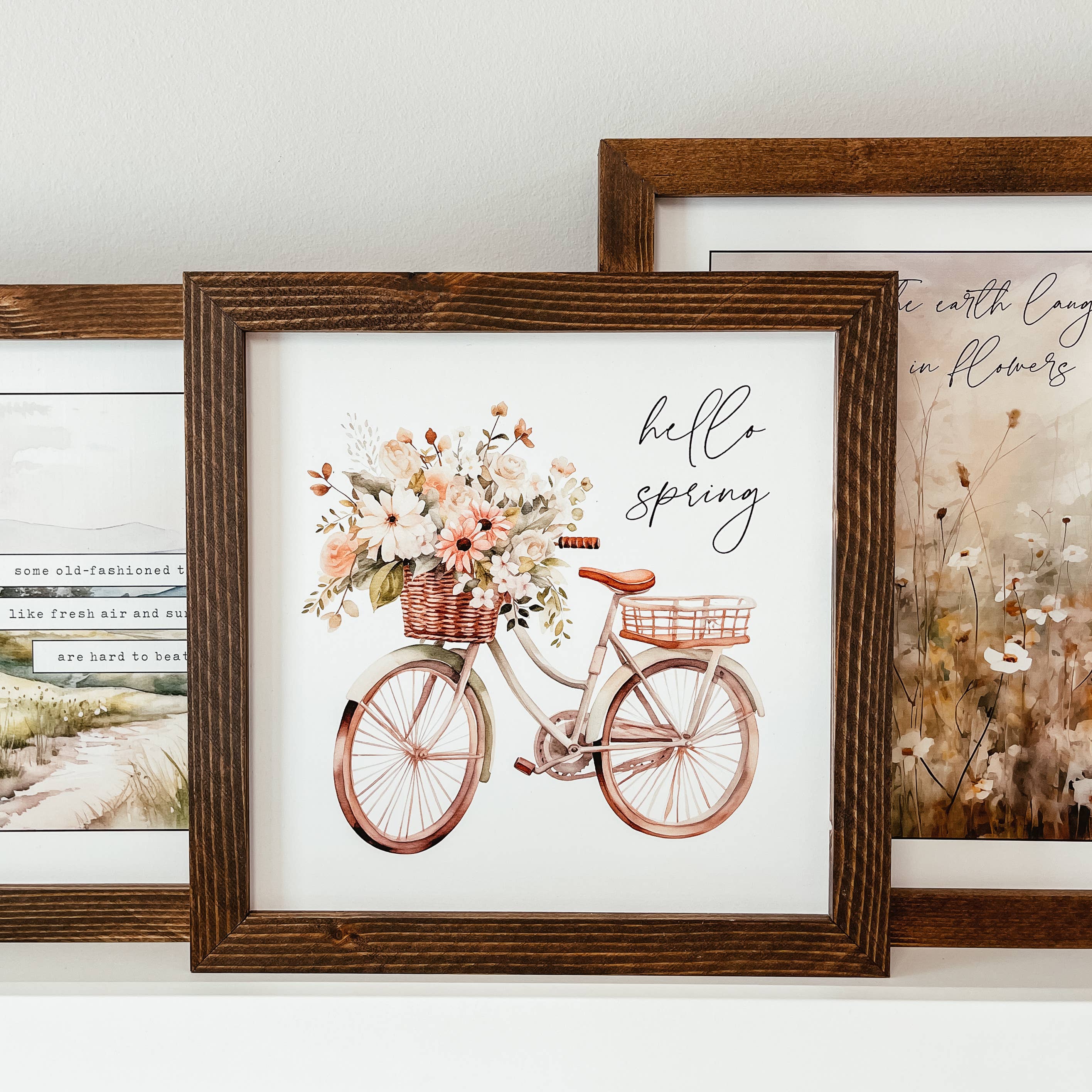 Knotty Design Co. - Wholesale Sign - Hello Spring Watercolour Bike Sign | Framed Spring Sign2