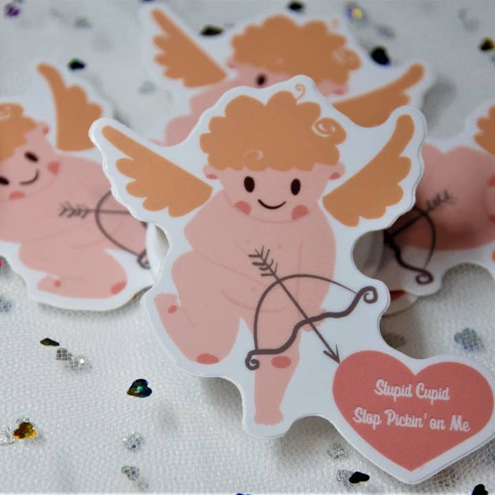 Stupid Cupid Sticker for wholesale by Southpaw Draws