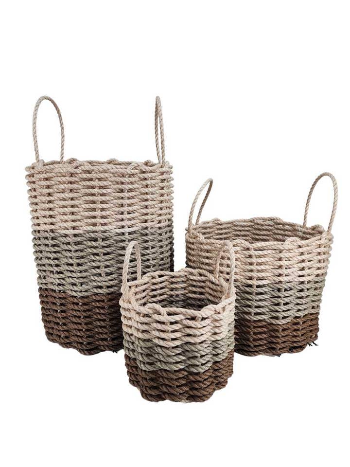 Brown, Tan, Light Tan Ombre Rope Basket for wholesale by Little Salty Rope