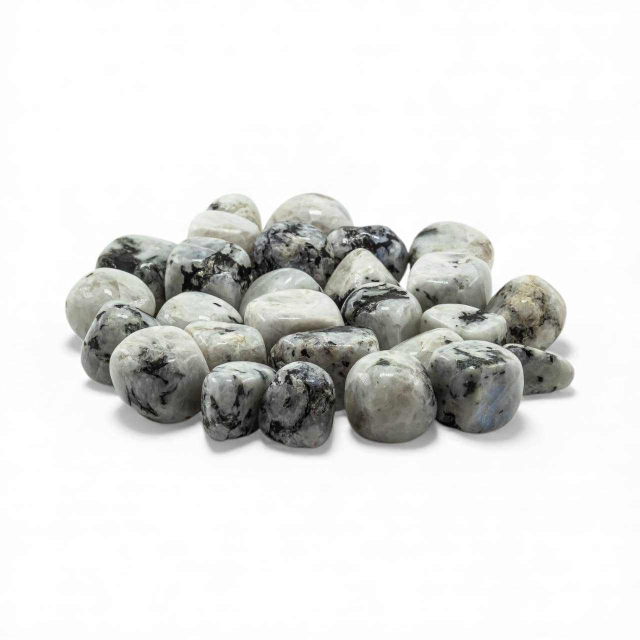 Quasar Gems USA – Pedra/cristal espiritual por atacado – Pedra da Lua Arco-Íris Rolada 1KG/2lbs2