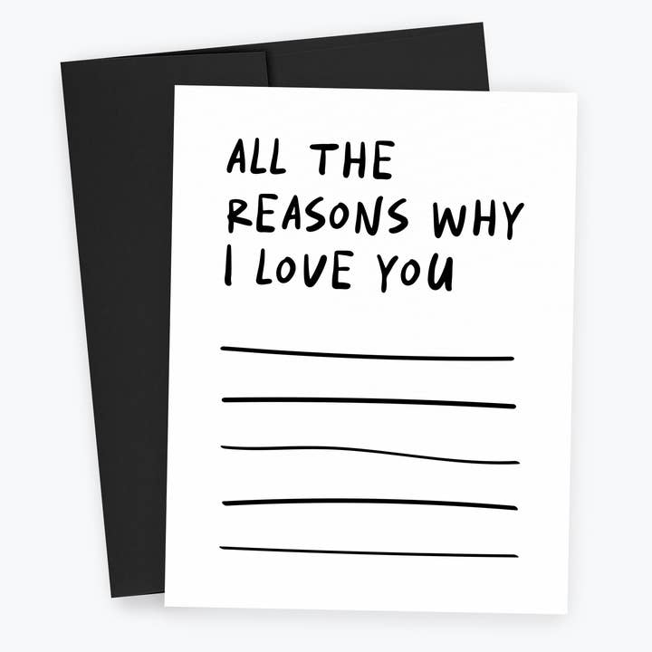 Anniversary Card, Reasons I Love You, Interactive Card for wholesale by Kreate Paper Co.