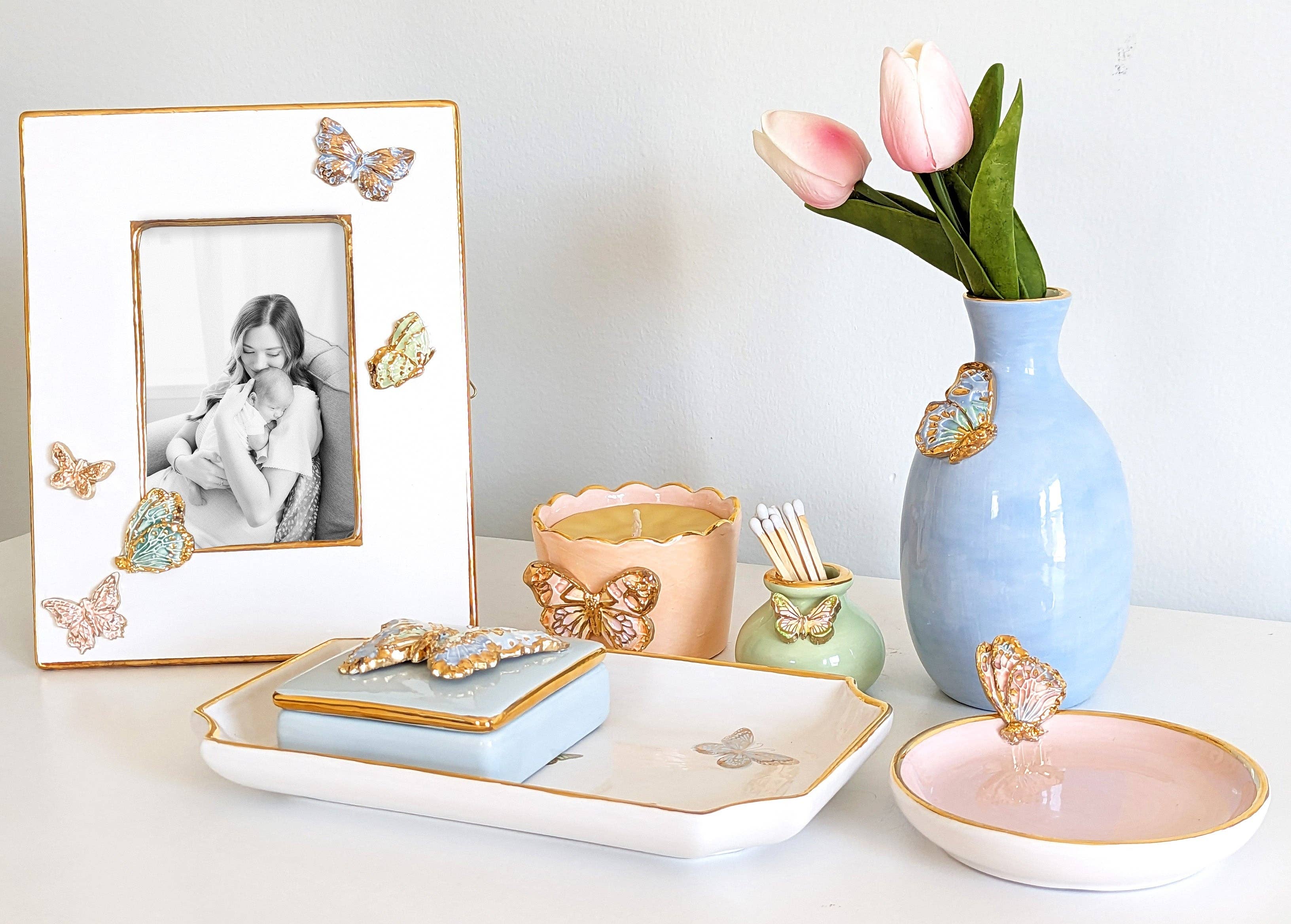 Lo Home | Ruby Clay - Wholesale Decorative Tray - Gilded Butterflies Trays with 22K Gold Accent7